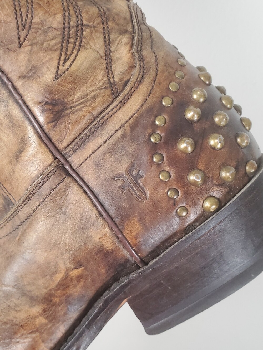 Frye Leather Boots Western Cowgirl Studded Design Women's Size 7.5 - Picture 5 of 11